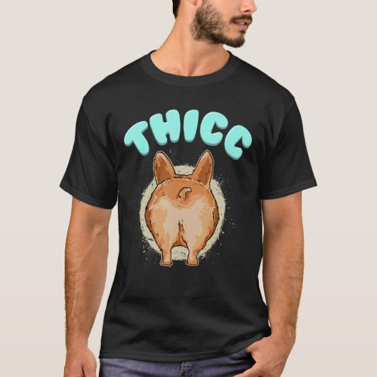 分厚いコーギー かわいいコーギー お尻コーギー 飼い主 犬 Tシャツ (正面)