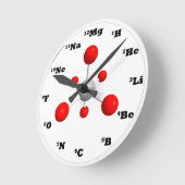 分子クロック – 赤 ラウンド壁時計 (傾斜)