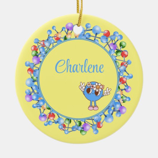 分子パーソナライズされた粒子平和原子 セラミックオーナメント (正面)