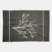 分岐の木の苗木のチョークのスケッチ キッチンタオル (横)