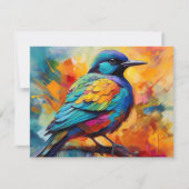 分岐グリーティングカードの水色の鳥 サンキューカード (正面)