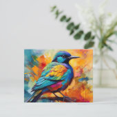 分岐グリーティングカードの水色の鳥 サンキューカード (スタンド正面)