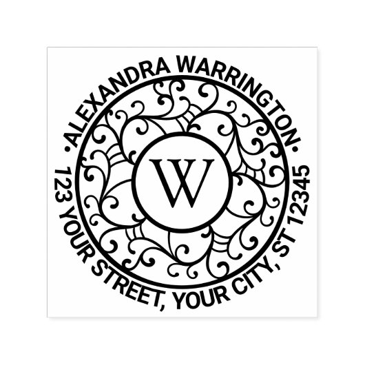 分岐フィレースのようリグリー名イニシャル差出人住所 セルフインキングスタンプ (デザイン)