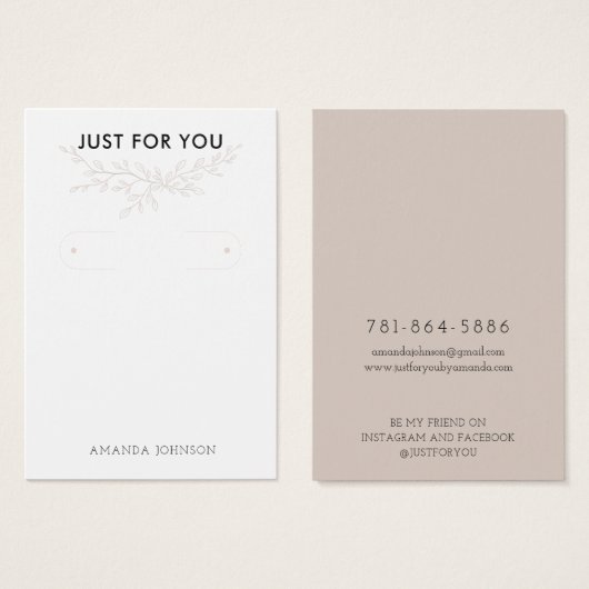 分岐モダンフープ自然イヤリング表示カード (正面&裏面)