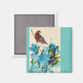 分岐磁石上の鳥 マグネット (正面/裏面)