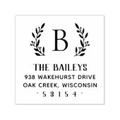 分岐素朴ファミリのモノグラム住所スタンプ セルフインキングスタンプ (デザイン)