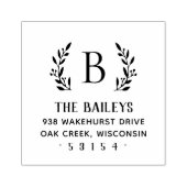 分岐素朴ファミリのモノグラム住所スタンプ ラバースタンプ (インプリント)