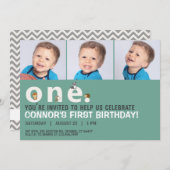 分散させた単語動物の最初誕生会の招待 招待状 (正面/裏面)