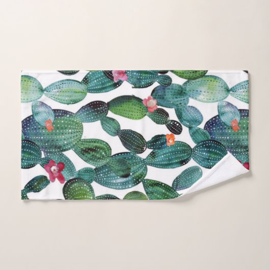 分散させた砂漠のPrickleyのナシのサボテン バスタオルセット (ハンドタオル)