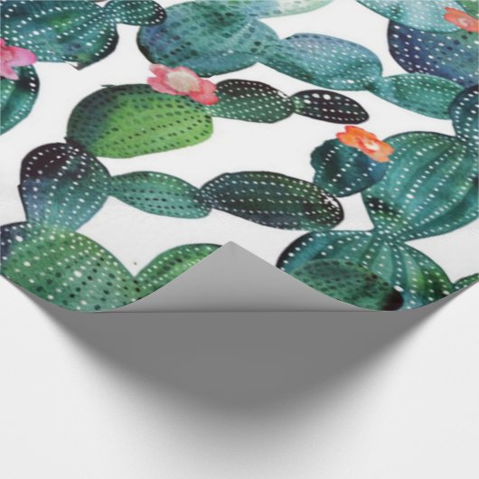 分散させた砂漠のPrickleyのナシのサボテン ラッピングペーパー (角)