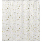 分散させた金ゴールドの星 シャワーカーテン (正面)