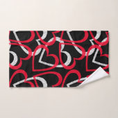 分散させる黒の赤く及び白いハートをかみ合わせます バスタオルセット (ハンドタオル)