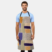 分散ジオメトリ線:抽象芸術アート エプロン (着用した状態)