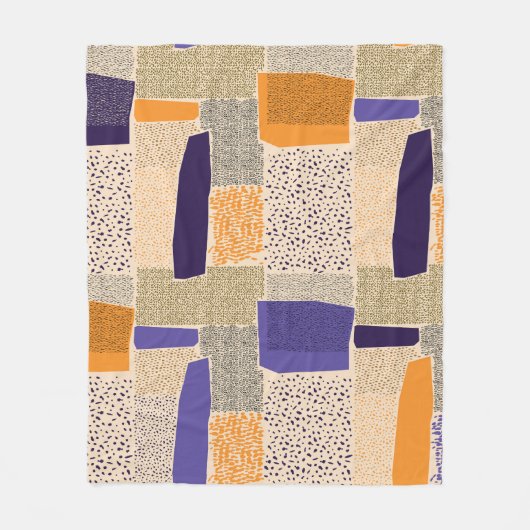 分散ジオメトリ線：抽象芸術アート フリースブランケット (正面)