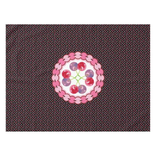 分散水色さくらんぼパターン テーブルクロス (正面(横))