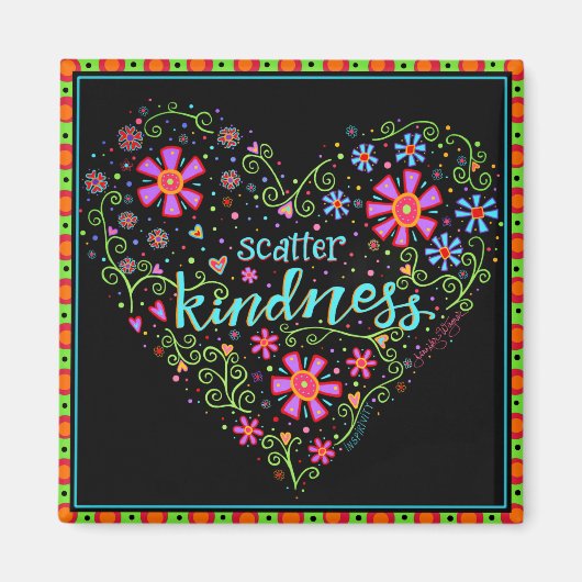 分散親切かわいらしフローラハートトレンディー マグネット (正面)