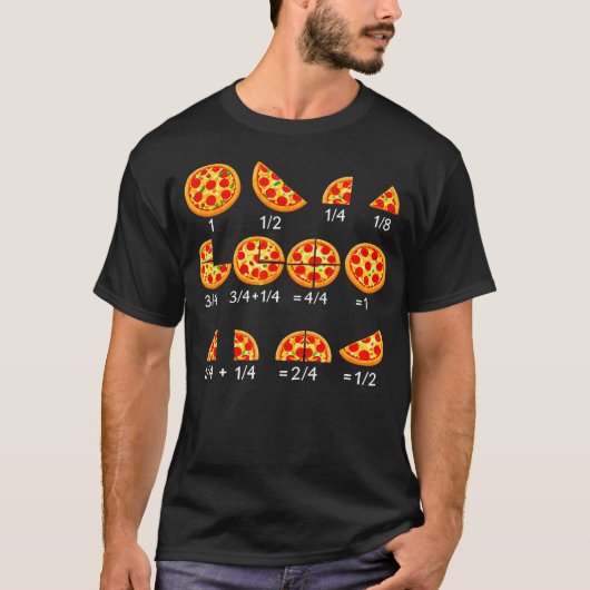 分数の数学 ピザ バックトゥスクール 先生 Tシャツ (正面)