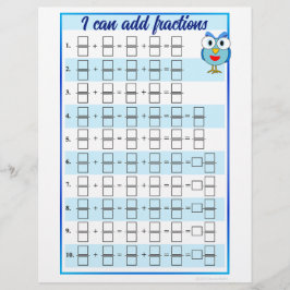 分数の追加と減算のテンプレート レターヘッド