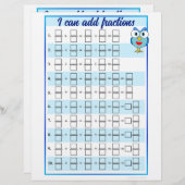 分数の追加と減算のテンプレート レターヘッド (正面/裏面)