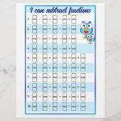 分数の追加と減算のテンプレート レターヘッド (裏面)