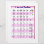 分数の追加と減算のテンプレート レターヘッド (正面/裏面)