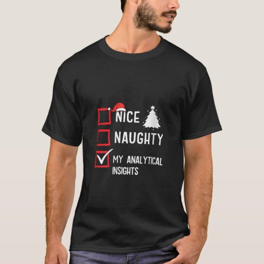 分析的洞察 ニース ナウティー クリスマス V ネック Tシャツ (正面)
