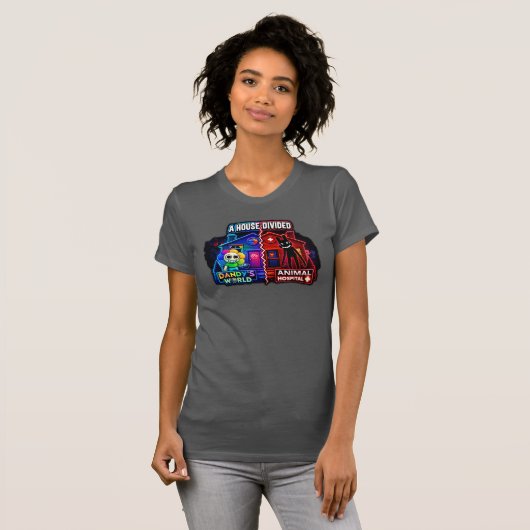 分裂する家 カートゥーン スプリットパネル Tシャツ (正面フル)