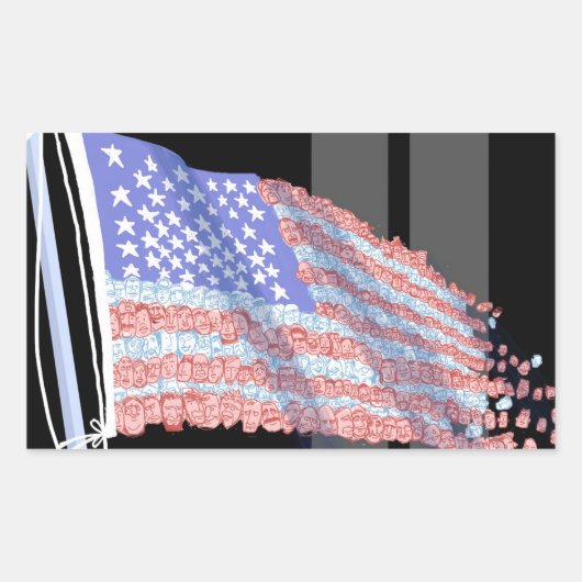 分解された旗のステッカー 長方形シール (正面)