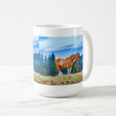 分野および森林場面のPalominoのまだら馬 コーヒーマグカップ (正面右)