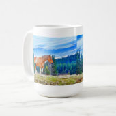 分野および森林場面のPalominoのまだら馬 コーヒーマグカップ (正面左)