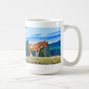 分野および森林場面のPalominoのまだら馬 コーヒーマグカップ
