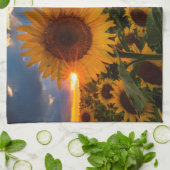 分野のカラフルなヒマワリ キッチンタオル (折り畳み)