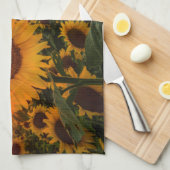 分野のカラフルなヒマワリ キッチンタオル (四つ折り)