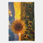 分野のカラフルなヒマワリ キッチンタオル (縦)