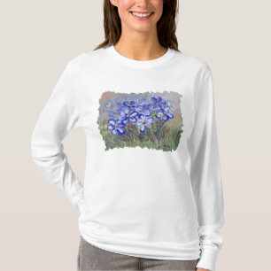 分野のファインアートの絵画の青い野生の花 Tシャツ