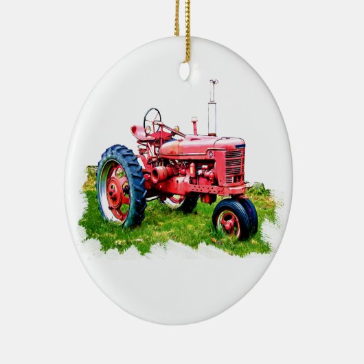 分野のヴィンテージの赤いトラクター セラミックオーナメント (右)