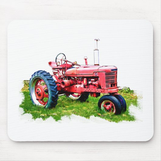 分野のヴィンテージの赤いトラクター マウスパッド (正面)