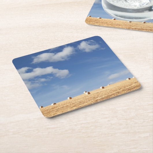 分野の干し草ベール スクエアペーパーコースター (アングル)