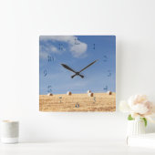 分野の干し草ベール スクエア壁時計 (ホーム)