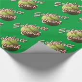 分野の緑の黄色いソフトボールのコーチ ラッピングペーパー (角)