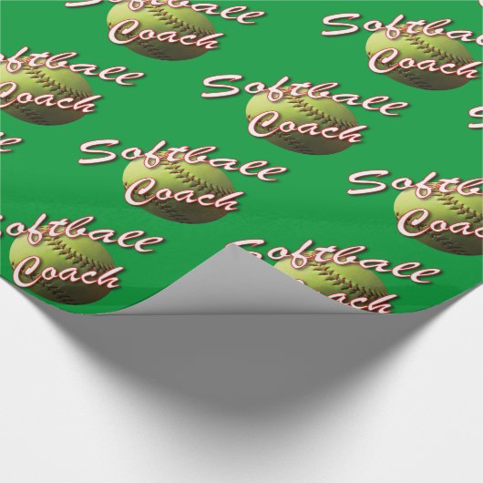 分野の緑の黄色いソフトボールのコーチ ラッピングペーパー (角)