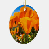 分野の美しいオレンジケシの花 セラミックオーナメント (右)