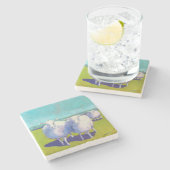 分野の2頭のヒツジ ストーンコースター (横)