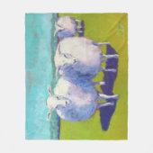 分野の2頭のヒツジ フリースブランケット (正面)