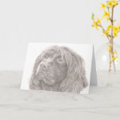 分野スパニエル犬の挨拶状 カード (黄色い花)