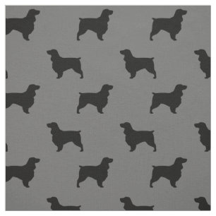 分野スパニエル犬はパターンのシルエットを描きます ファブリック