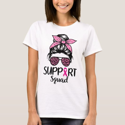分隊めちゃめちゃなBun Leopardピンク乳がん Tシャツ (正面)