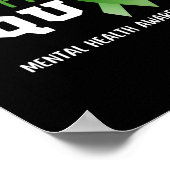 分隊メンタルヘルス認識度おもしろいグリーンリボン ポスター (角)