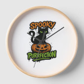 分隊不気味レトロハロウィーンデザイン(ブラック文字) - 壁時計 (正面)