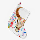 分離水色スカル：白い背景。 スモールクリスマスストッキング (正面 (吊り時))